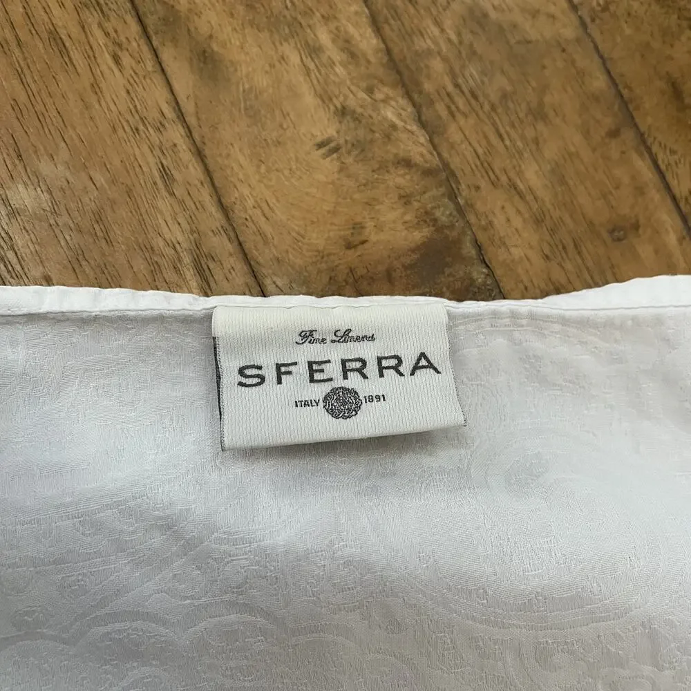 Sferra White Paisley Flat Sheet 102